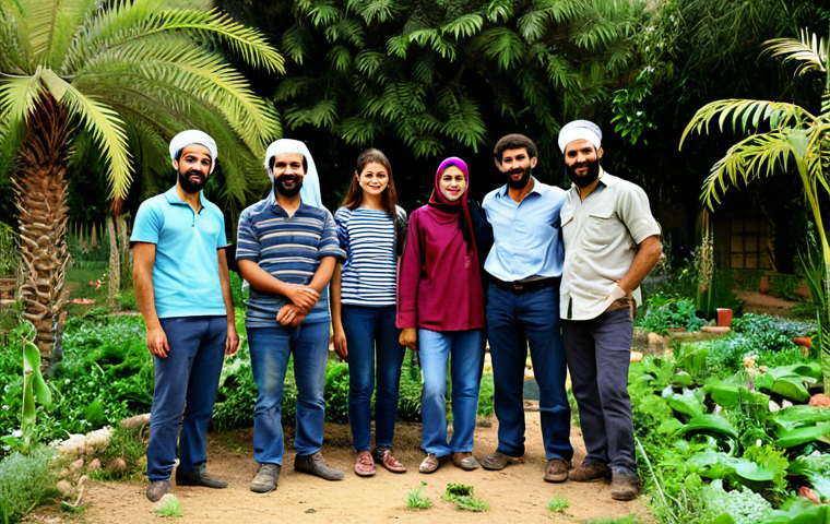 Permaculture Education**
"A group of fully clothed students, appropriate attire, learning about sustainable agriculture in a lush, green permaculture garden setting in the Middle East, safe for work, modest clothing, perfect anatomy, correct proportions, well-formed hands, natural pose, professional educational photography, family-friendly."
**