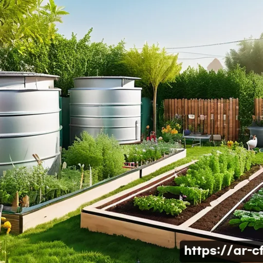 퍼머컬처의 실천적 사례 연구 - A vibrant sustainable home garden in an Arabic urban setting, showcasing diverse aromatic plants lik...