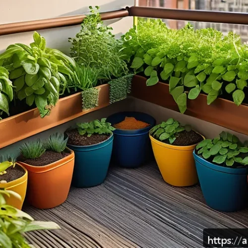 Home 32 퍼머컬처의 실천적 접근법 - A cozy, small urban balcony garden designed with sustainable agriculture principles, featuring multi...